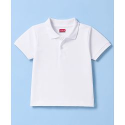 Babyhug 100% Cotton Knit Half Sleeves Solid Polo T-Shirt - White