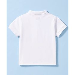Babyhug 100% Cotton Knit Half Sleeves Solid Polo T-Shirt - White