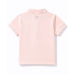 Babyhug 100% Cotton Knit Half Sleeves Solid Polo T-Shirt - Pink