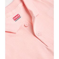 Babyhug 100% Cotton Knit Half Sleeves Solid Polo T-Shirt - Pink