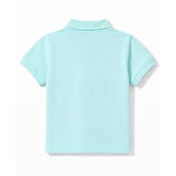 Babyhug 100% Cotton Knit Half Sleeves Solid Polo T-Shirt - Light Blue