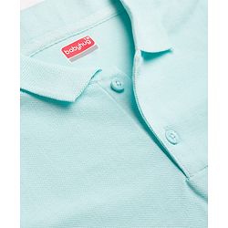 Babyhug 100% Cotton Knit Half Sleeves Solid Polo T-Shirt - Light Blue