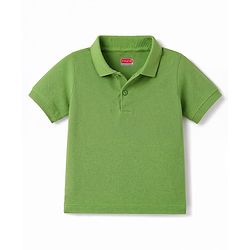 Babyhug 100% Cotton Knit Polo T-Shirt With Half Sleeves - Green