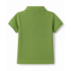 Babyhug 100% Cotton Knit Polo T-Shirt With Half Sleeves - Green