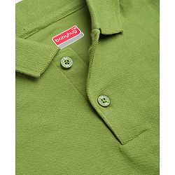 Babyhug 100% Cotton Knit Polo T-Shirt With Half Sleeves - Green
