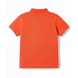 Babyhug 100% Cotton Knit Half Sleeves Solid Polo T-Shirt - Orange