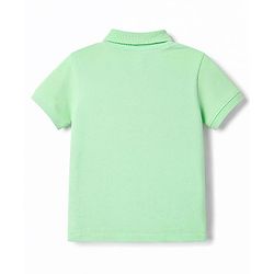Babyhug 100% Cotton Knit Half Sleeves Solid Polo T-Shirt - Light Green
