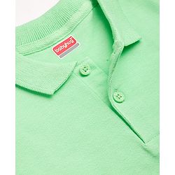 Babyhug 100% Cotton Knit Half Sleeves Solid Polo T-Shirt - Light Green