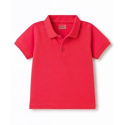 Babyhug 100% Cotton Knit Half Sleeves Solid Polo T-Shirt - Red