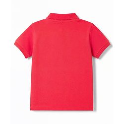 Babyhug 100% Cotton Knit Half Sleeves Solid Polo T-Shirt - Red