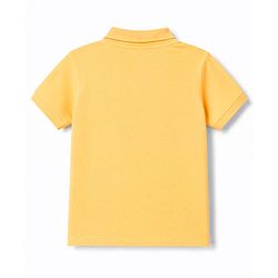 Babyhug 100% Cotton Knit Solid Color Half Sleeves Polo T-Shirt - Yellow