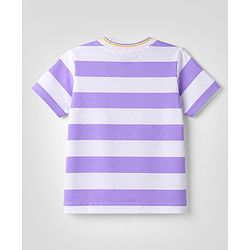 Babyhug Cotton Knit T-Shirts Half Sleeves Striped with Graphics Multi Color 6-9 Months
