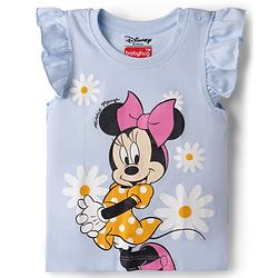 Babyhug Disney Single Jersey Knit Sleeveless T - Shirts with Daisy Duck Minnie Mouse & Floral Print Pack of 2 - Pink & Light  Blue