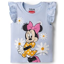 Babyhug Disney Single Jersey Knit Sleeveless T - Shirts with Daisy Duck Minnie Mouse & Floral Print Pack of 2 - Pink & Light  Blue