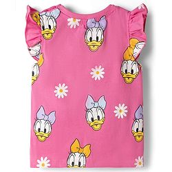 Babyhug Disney Single Jersey Knit Sleeveless T - Shirts with Daisy Duck Minnie Mouse & Floral Print Pack of 2 - Pink & Light  Blue