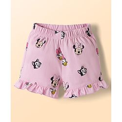 Babyhug Disney Single Jersey Knit Half Sleeves T-Shirt & Shorts  Night Suit with Minnie & Friends Graphics - Multicolour