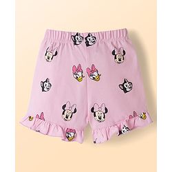 Babyhug Disney Single Jersey Knit Half Sleeves T-Shirt & Shorts  Night Suit with Minnie & Friends Graphics - Multicolour