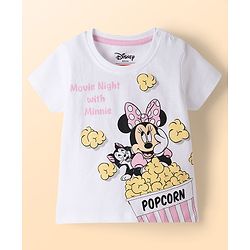 Babyhug Disney Single Jersey Knit Half Sleeves T-Shirt & Shorts Night Suit with Minnie Mouse Graphics - White