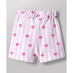 Babyhug Disney Single Jersey Knit Half Sleeves T-Shirt & Shorts Night Suit With Minnie Mouse & Friends Graphics - White