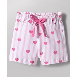 Babyhug Disney Single Jersey Knit Half Sleeves T-Shirt & Shorts Night Suit With Minnie Mouse & Friends Graphics - White
