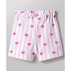 Babyhug Disney Single Jersey Knit Half Sleeves T-Shirt & Shorts Night Suit With Minnie Mouse & Friends Graphics - White
