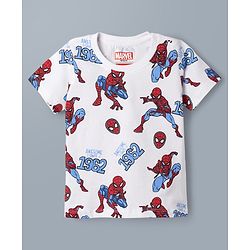 Babyhug Single Jersey Knit Half Sleeves Co-Ords T-Shirt & Shorts Night Suit with Spider-Man Print - White