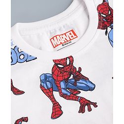 Babyhug Single Jersey Knit Half Sleeves Co-Ords T-Shirt & Shorts Night Suit with Spider-Man Print - White