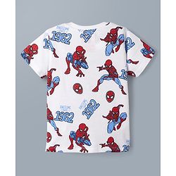 Babyhug Single Jersey Knit Half Sleeves Co-Ords T-Shirt & Shorts Night Suit with Spider-Man Print - White