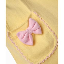 Babyhug 100% Cotton Knit Top with Frill Sleeves and Floral Embroidery - Yellow
