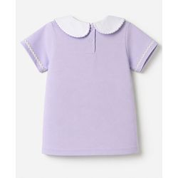Babyhug 100% Cotton Knit Top with Half Sleeves and Floral Embroidery - Lavender