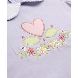 Babyhug 100% Cotton Knit Top with Half Sleeves and Floral Embroidery - Lavender