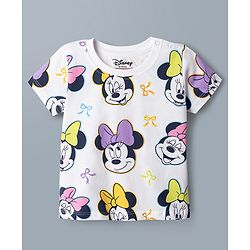 Babyhug Disney Single Jersey Knit Half Sleeves Tshirts With Mickey & Marie Graphic Pack of 2  - White