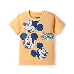 Babyhug Disney Single Jersey Knit Half Sleeves T-Shirts with Mickey Mouse Print Pack of 2 - Blue & White