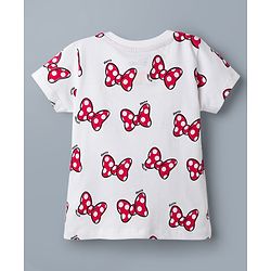 Babyhug Disney Single Jersey Knit Half Sleeves T-Shirts With Minnie Mouse Graphic Pack of 2 - Red & White