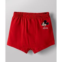 Babyhug Disney Single Jersey Knit Briefs With Mickey Mouse Graphic Pack of 2 - White & Red