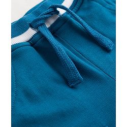 Babyhug Cotton Terry Knit Solid Full Length Lounge Pant With Animal Print - Blue