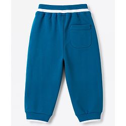 Babyhug Cotton Terry Knit Solid Full Length Lounge Pant With Animal Print - Blue