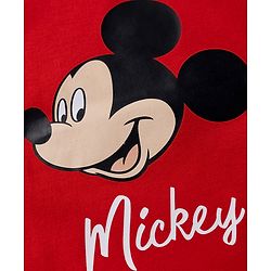 Babyhug Disney Single Jersey Knit Full Sleeves Co-Ords T-Shirt & Pyjama Night Suit with Mickey Mouse Print Pack of 2 - Red & White
