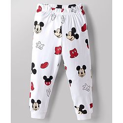 Babyhug Disney Single Jersey Knit Full Sleeves Co-Ords T-Shirt & Pyjama Night Suit with Mickey Mouse Print Pack of 2 - Red & White