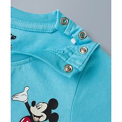 Babyhug Disney Single Jersey Knit Half Sleeves T-Shirts  With Mickey Mouse Graphic Pack Of 2 - White & Blue