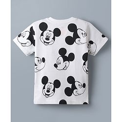 Babyhug Disney Single Jersey Knit Half Sleeves T-Shirts  With Mickey Mouse Graphic Pack Of 2 - White & Blue