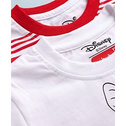 Babyhug Disney Single Jersey Knit Half Sleeves T-Shirts with Striped & Disney Print Pack of 2 - White