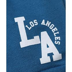 Babyhug Cotton Terry Knit Full Length Lounge Pant With Los Angeles Print & Cargo Pockets - Blue
