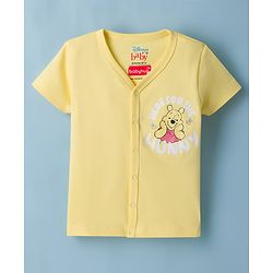 Babyhug Disney Interlock Knit Half Sleeves Striped Jhablas With Winnie the Pooh Graphic Pack of 2 - White & Yellow