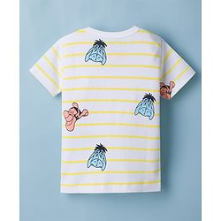 Babyhug Disney Interlock Knit Half Sleeves Striped Jhablas With Winnie the Pooh Graphic Pack of 2 - White & Yellow
