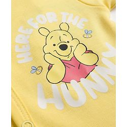 Babyhug Disney Interlock Knit Half Sleeves Striped Jhablas With Winnie the Pooh Graphic Pack of 2 - White & Yellow