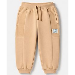 Babyhug 100% Cotton Terry Knit Full Length Choose Happy Printed Lounge Pants - Beige