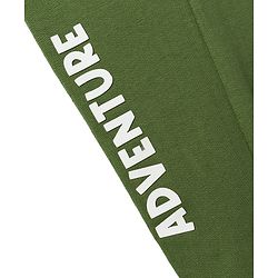 Babyhug 100% Cotton Terry Knit Full Length Lounge Pant with Text Print & Cut & Sew Design- Olive Green