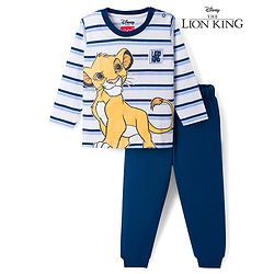 Babyhug Disney Single Jersey Knit Full Sleeves T-Shirt & Pyjama Night Suit with Lion King Graphics - Multicolor