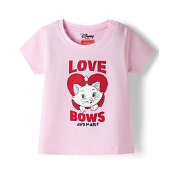 Babyhug Disney Single Jersey Knit Half Sleeves T-Shirt & Shorts Night Suit with Marie Graphics - Multicolour